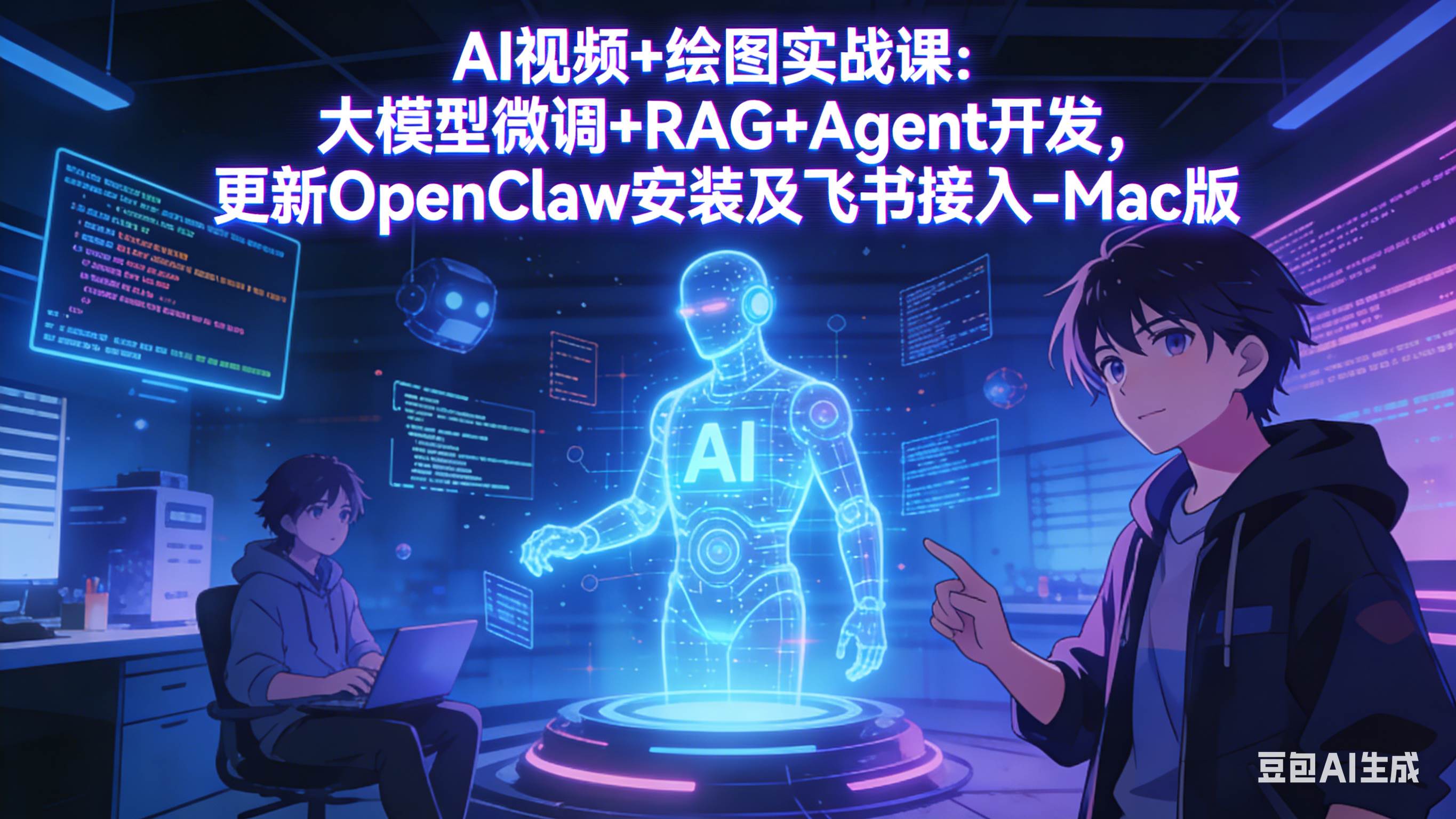 （17594期）AI视频+绘图实战课：大模型微调+RAG+Agent开发，更新OpenClaw安装及飞书接入-Mac版-吾爱网创