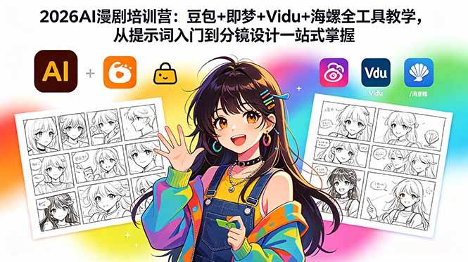 (18607期)2026AI漫剧培训营:豆包+即梦+Vidu+海螺全工具教学,从提示词入门到分镜设计一站式掌握-吾爱网创