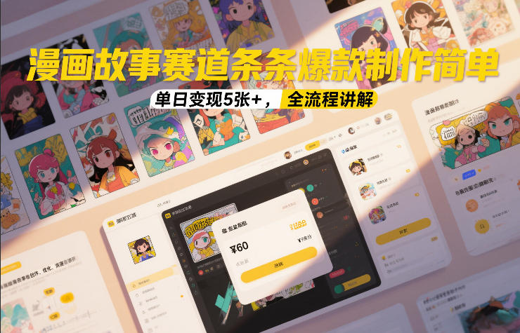 漫画故事赛道条条爆款制作简单，单日变现5张+，全流程讲解-吾爱网创