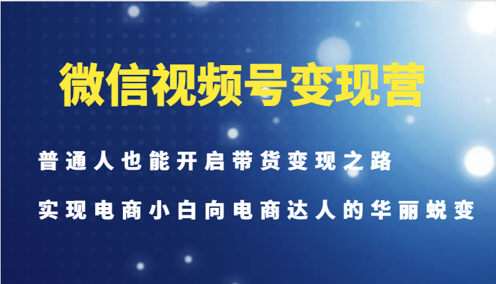 微信视频号变现营-普通人也能开启带货变现之路,实现电商小白向电商达人的华丽蜕变-吾爱网创