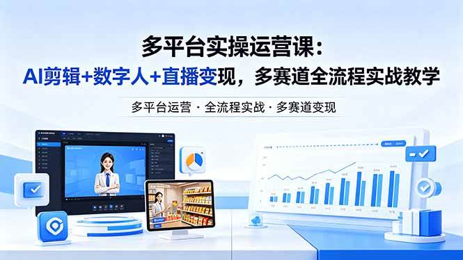 （18193期）某团队多平台实操运营课-更新26年4月25：AI剪辑+数字人+直播变现，多赛道全流程实战教学-吾爱网创