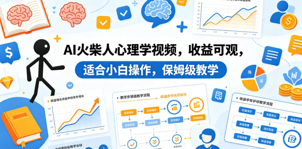 AI火柴人心理学视频，收益可观，适合小白操作，保姆级教学-吾爱网创