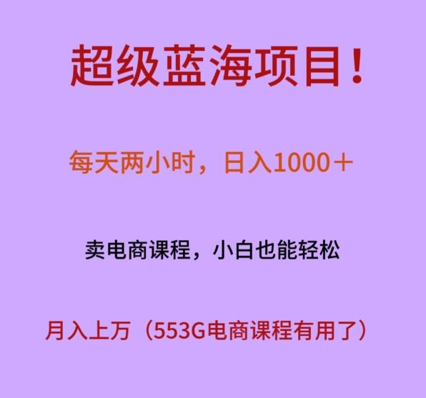 超级蓝海项目!每天两小时,日入1000+,卖电商课程,小白也能轻松,月入上万-吾爱网创