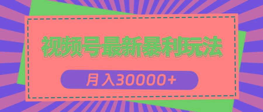 视频号最新暴利玩法，轻松月入30000+-吾爱网创