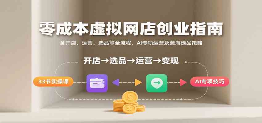 零成本虚拟网店创业指南,含开店、运营、选品等全流程, AI专项运营及蓝海选品策略-吾爱网创