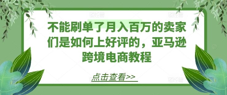 不能刷单了月入百万的卖家们是如何上好评的，亚马逊跨境电商教程-吾爱网创