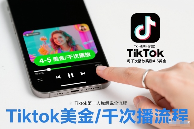 TK中视频计划项目,Tiktok第一人称解说流程,每干次播放奖励4-5美金-吾爱网创