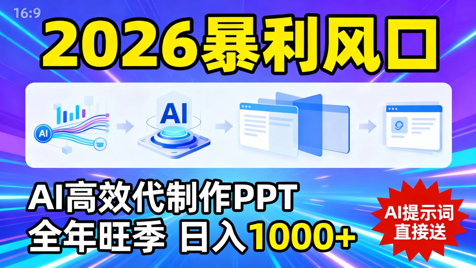 2026暴利！用AI高效代制作 PPT，全年旺季，日入 1000+，提示词直接送！-吾爱网创