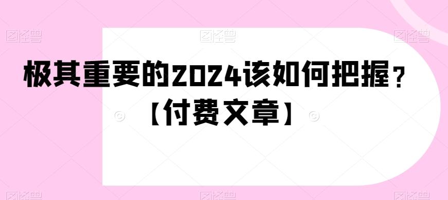 极其重要的2024该如何把握？【付费文章】-吾爱网创