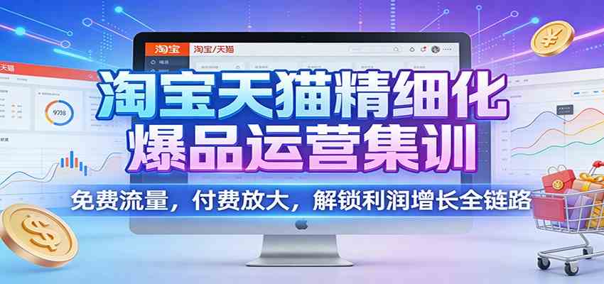 淘宝天猫精细化爆品运营集训：免费流量，付费放大，解锁利润增长全链路-吾爱网创
