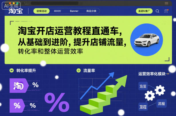 淘宝开店运营教程直通车，从基础到进阶，提升店铺流量，转化率和整体运营效率（更新26年4月20日）-吾爱网创