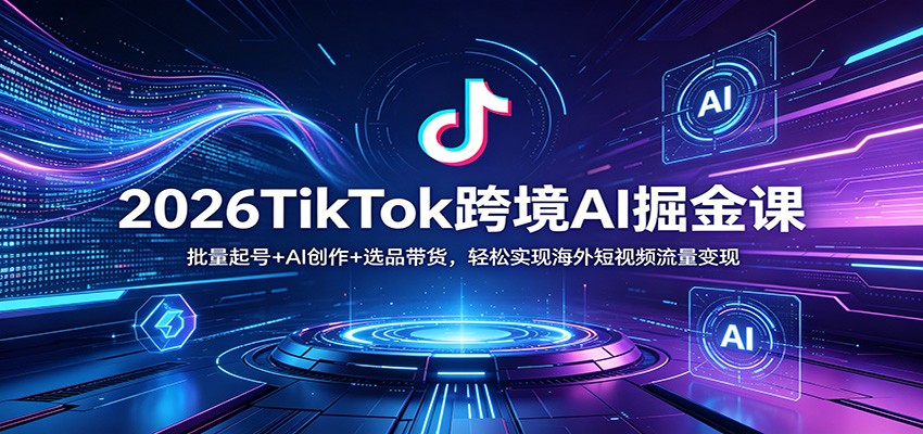 2026TikTok跨境AI掘金课：批量起号+AI创作+选品带货，轻松实现海外短视频流量变现-吾爱网创