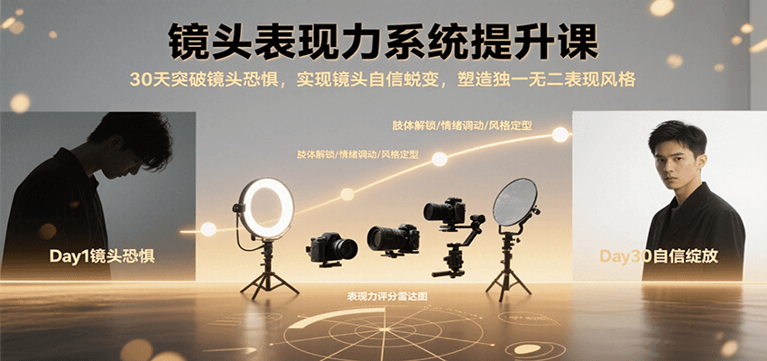 镜头表现力系统提升课，30天突破镜头恐惧实现自信蜕变，塑造独一无二表现风格-吾爱网创