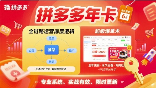 拼多多年卡，拼多多全链路运营底层逻辑，超级爆单术【更新12月】-吾爱网创