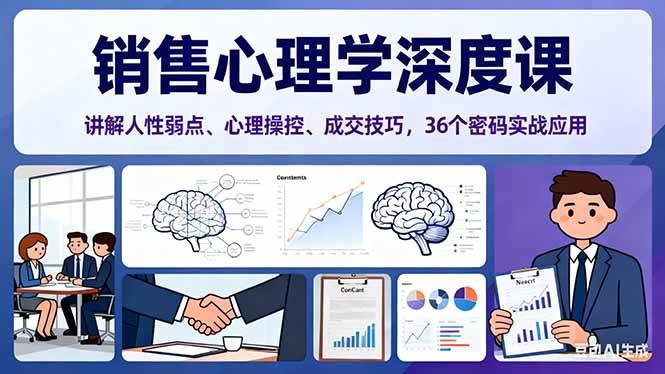 (16456期)销售心理学深度课,讲解人性弱点、心理操控、成交技巧,36个密码实战应用-吾爱网创