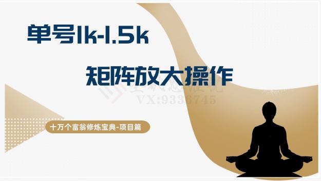 十万个富翁修炼宝典15.单号1k-1.5k，矩阵放大操作-吾爱网创