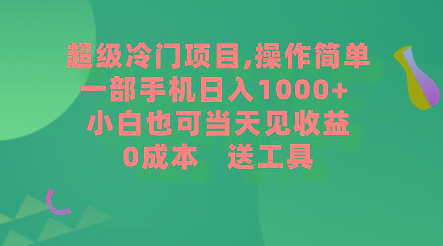 (9291期)超级冷门项目,操作简单，一部手机轻松日入1000+，小白也可当天看见收益-吾爱网创