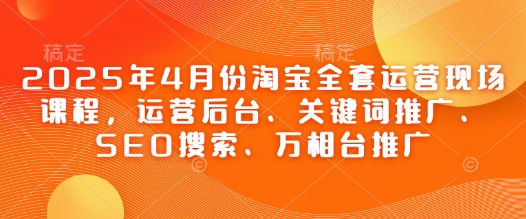 2025年4月份淘宝全套运营现场课程，运营后台、关键词推广、SEO搜索、万相台推广-吾爱网创