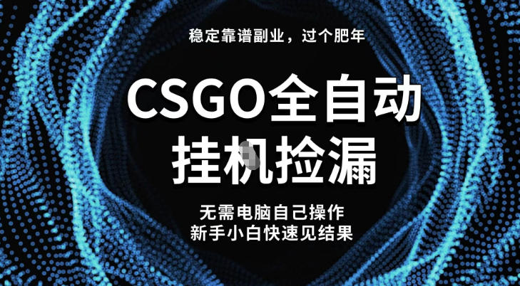【稳定副业】全球最热门游戏CSGO全自动捡漏,最新玩法,新手小白日入5张+【揭秘】-吾爱网创