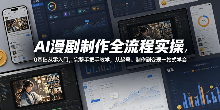 AI漫剧制作全流程实操,0基础从零入门,完整手把手教学,从起号、制作到变现一站式学会-吾爱网创