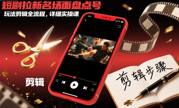 短剧拉新名场面盘点号玩法剪辑全流程，详细实操课-吾爱网创