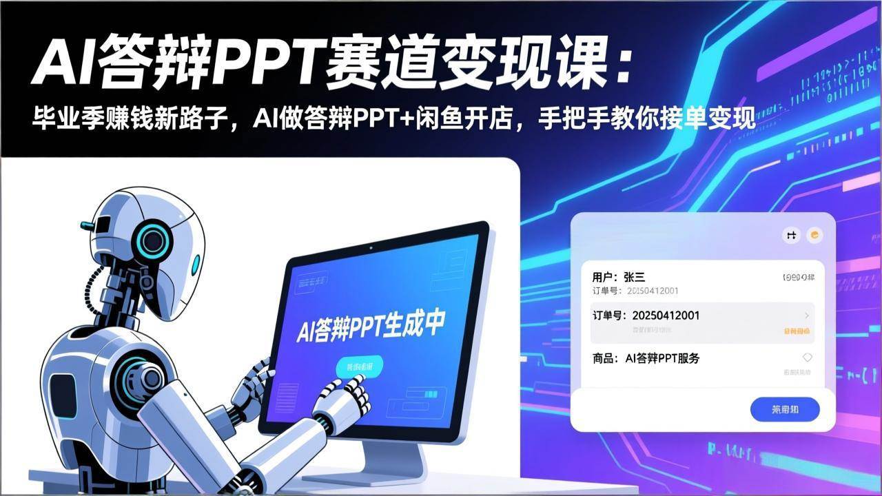 （17546期）AI答辩PPT赛道变现课：毕业季赚钱新路子，AI做答辩PPT+闲鱼开店，手把手教你接单变现-吾爱网创