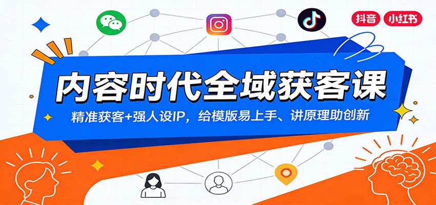 内容时代全域获客课：精准获客+强人设IP，给模版易上手、讲原理助创新-吾爱网创