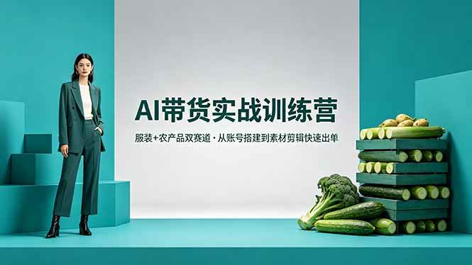 （18355期）AI带货实战训练营，服装+农产品双赛道，从账号搭建到素材剪辑快速出单-吾爱网创