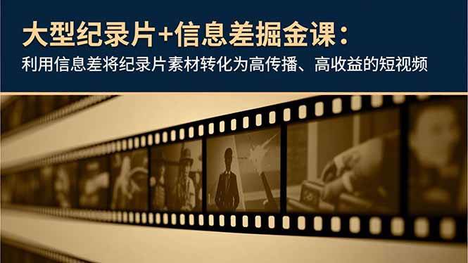 (16741期)大型纪录片+信息差掘金课:利用信息差将纪录片素材转化为高传播、高收益的短视频-吾爱网创