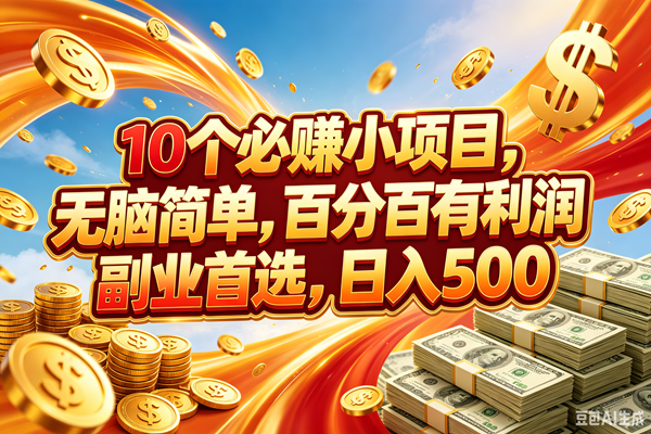 （18918期）10个必赚的小项目，百分百赚元子，无脑简单，副业首选，日入500+-吾爱网创