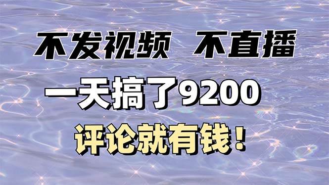 （14018期）不发作品不直播，评论就有钱，一条最高10块，一天搞了9200-吾爱网创