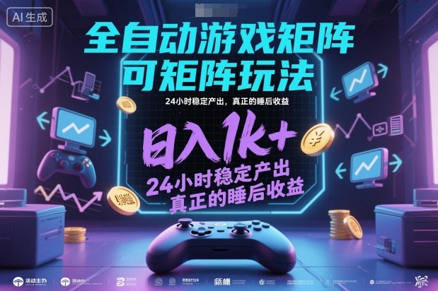 全自动游戏掘金，可矩阵操作，日入1k+，24小时稳定产出，真正的睡后收益【揭秘】-吾爱网创
