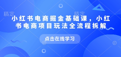 小红书电商掘金课，小红书电商项目玩法全流程拆解（更新7月）-吾爱网创