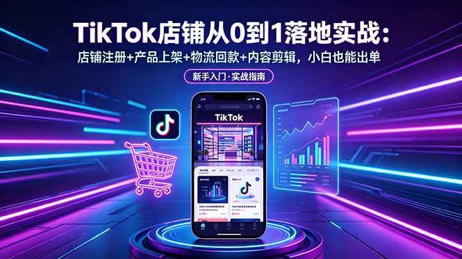 (18862期)TikTok店铺从0到1落地实战:店铺注册+产品上架+物流回款+内容剪辑,小白也能出单-吾爱网创