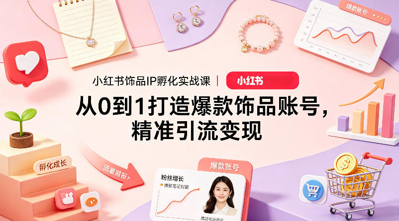小红书饰品IP孵化实战课｜从0到1打造爆款饰品账号，精准引流变现-吾爱网创