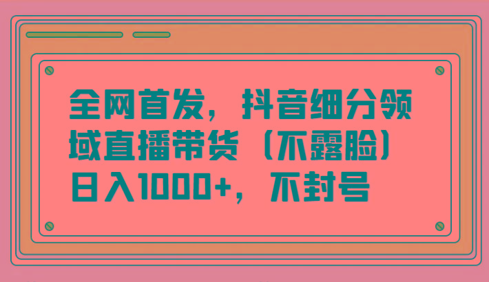 全网首发，抖音细分领域直播带货(不露脸)项目，日入1000+，不封号-吾爱网创