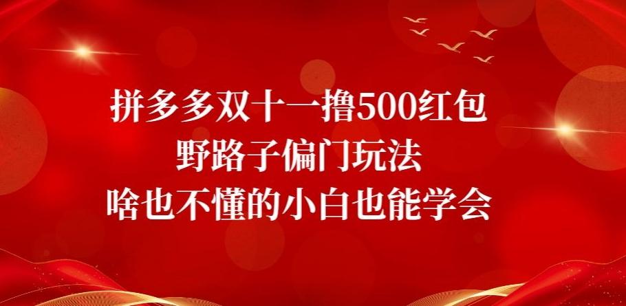 拼多多双十一撸500红包野路子偏门玩法，啥也不懂的小白也能学会【揭秘】-吾爱网创
