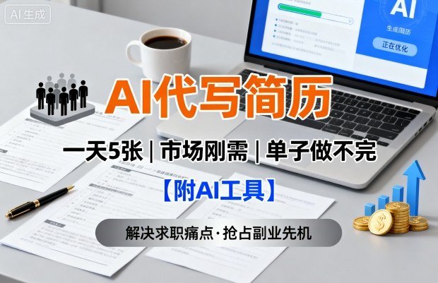 AI代写简历，一天5张，今年找工作难，市场刚需，单子做不完【附AI工具】-吾爱网创