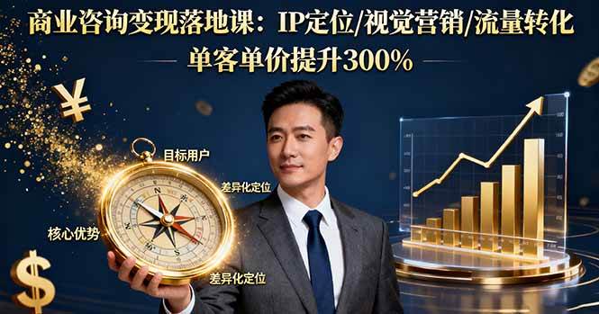 （16249期）商业咨询变现落地课：IP定位/视觉营销/流量转化，单客单价提升300%-吾爱网创