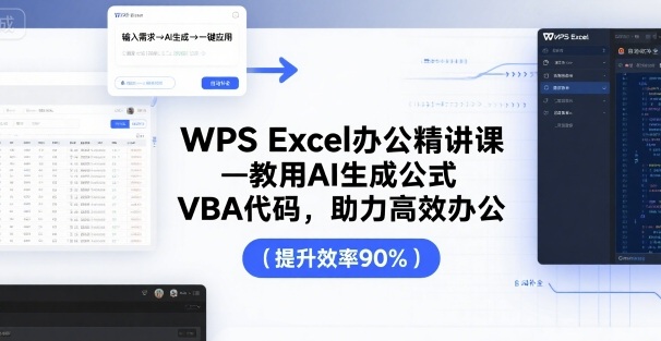 WPS Excel办公精讲课，教用 AI 生成公式，VBA 代码，助力高效办公-吾爱网创