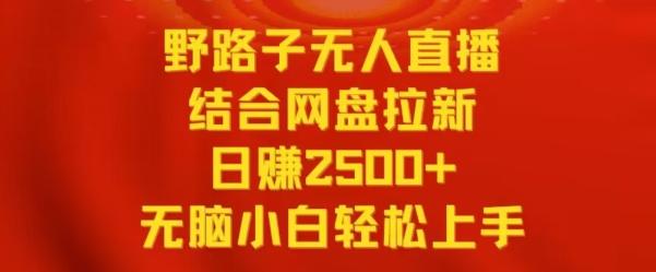 野路子无人直播结合网盘拉新，日赚2500+，小白无脑轻松上手【揭秘】-吾爱网创